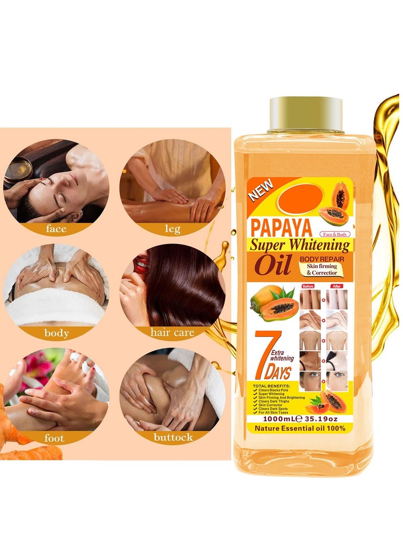 بابايا زيت البابايا الفائق للتبييض 1000 مل زيت البابايا العطري للعناية بالبشرة مرطب للوجه والجسم مغذي، زيت تدليك للجسم والوجه - Image 5