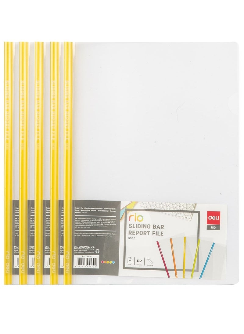 Deli ملف تقرير مكون من 5 قطع مع شريط منزلق أصفر - Image 1