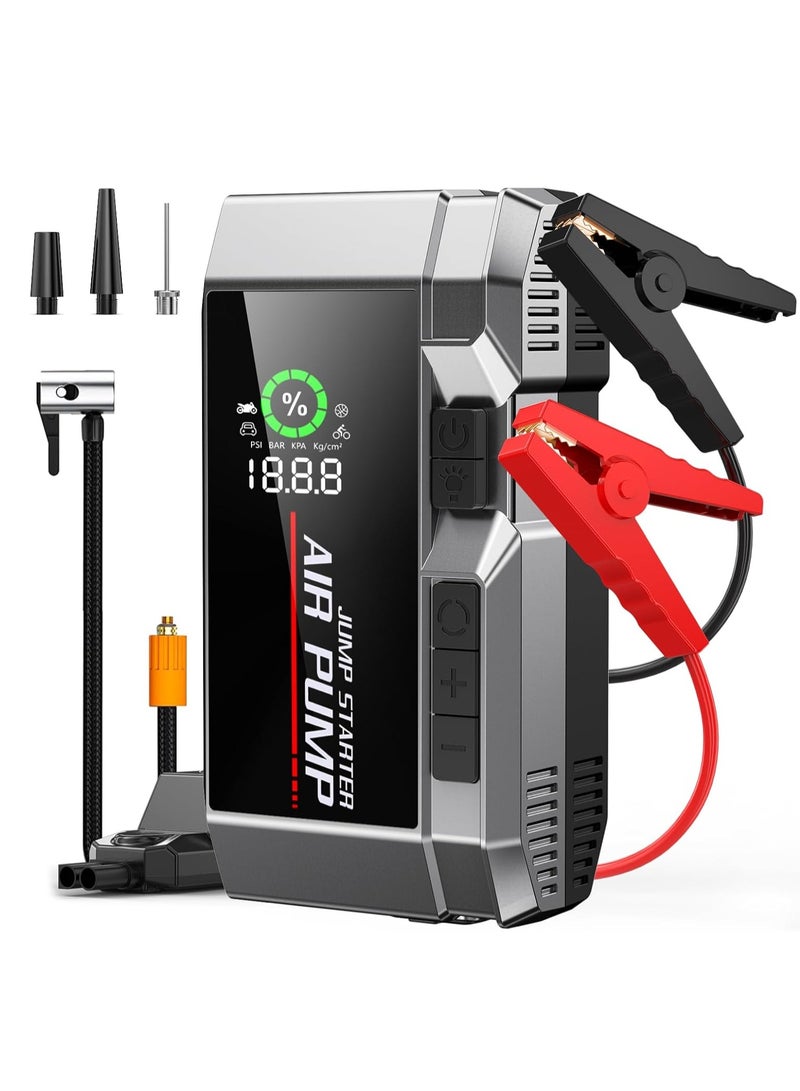 4 in 1 Car Jump Starter with Air Compressor 35000mAh Battery 150PSI Tire Inflator Flash light PowerBank - Image 1