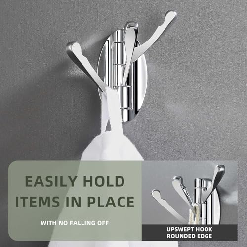 Angle Simple Bathroom Towel Hook Swivel, Metal Hand Towel Hook for Wall, Foldable Robe Coat Hanger, Chrome - Image 5