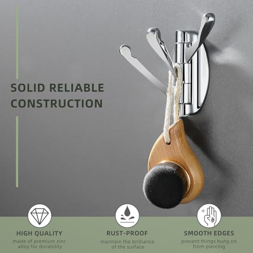 Angle Simple Bathroom Towel Hook Swivel, Metal Hand Towel Hook for Wall, Foldable Robe Coat Hanger, Chrome - Image 3