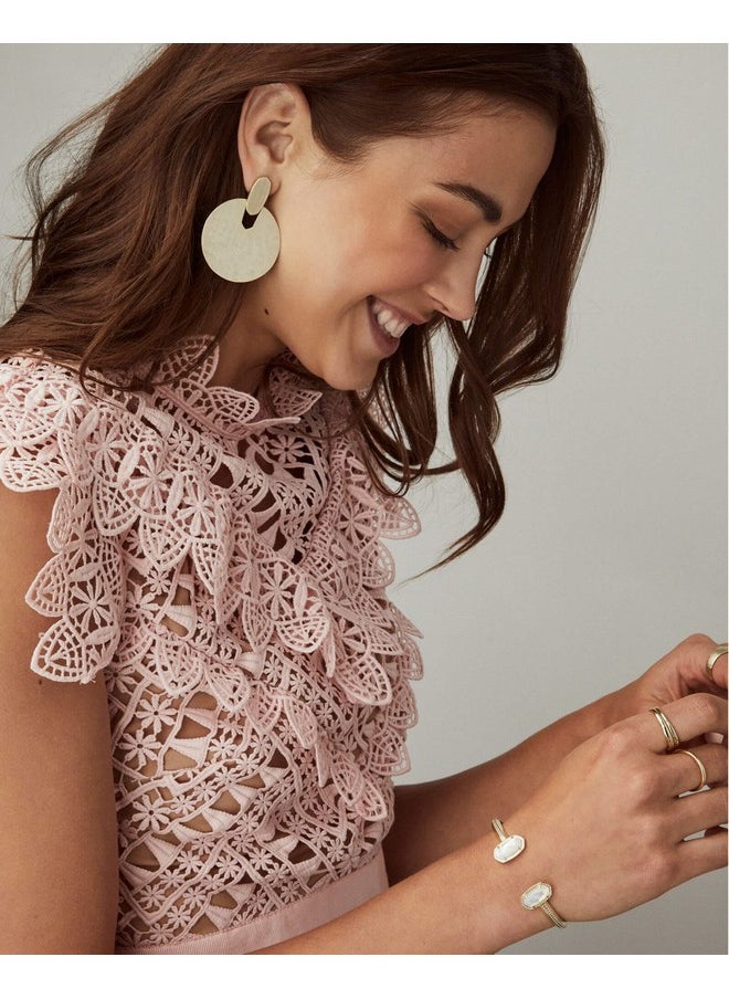 Kendra Scott Kendra Scott Elton Cuff Bracelet for Women, Fashion Jewelry, 14k Gold-Plated, Rose Quartz  - Image 1