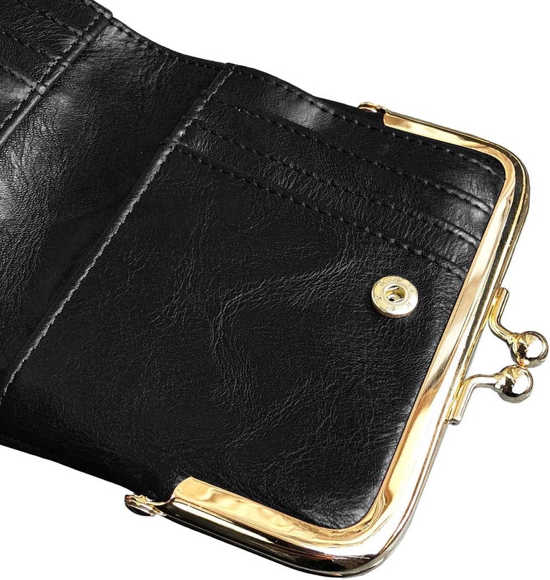 AOXONEL Womens Wallet Small Rfid Ladies Compact Bifold Leather Vintage Coin Purse With Zipper and Kiss Lock - Image 5