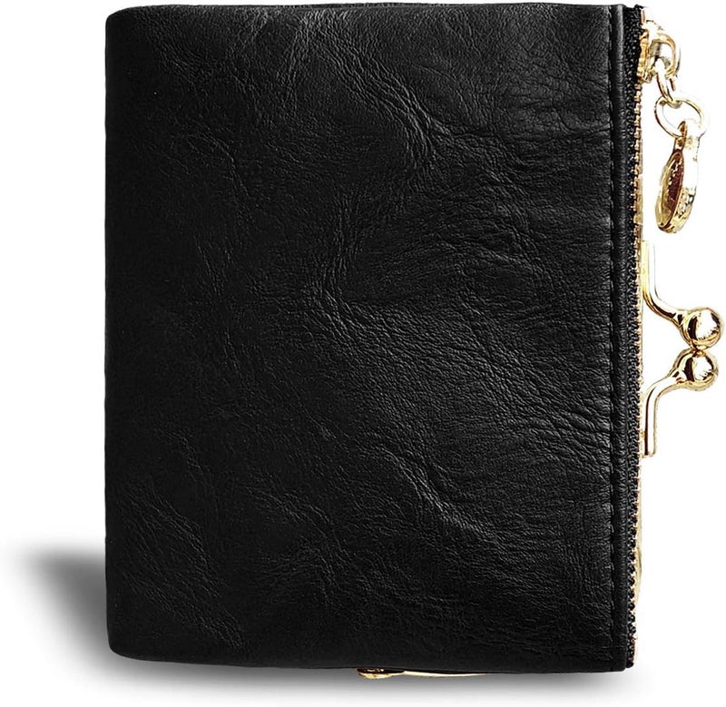 AOXONEL Womens Wallet Small Rfid Ladies Compact Bifold Leather Vintage Coin Purse With Zipper and Kiss Lock - Image 4