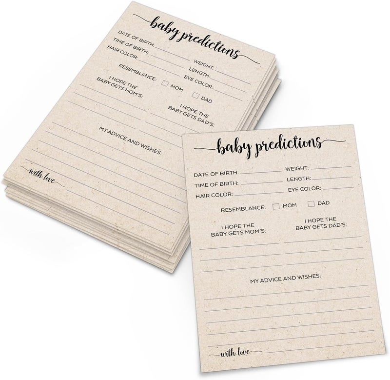 321Done Baby Predictions and Advice Cards, Made in USA - 4x6 Tan, Fun Minimalist Baby Shower Games & Activity, Unique Gender Reveal Game - Set of 50 - Image 1