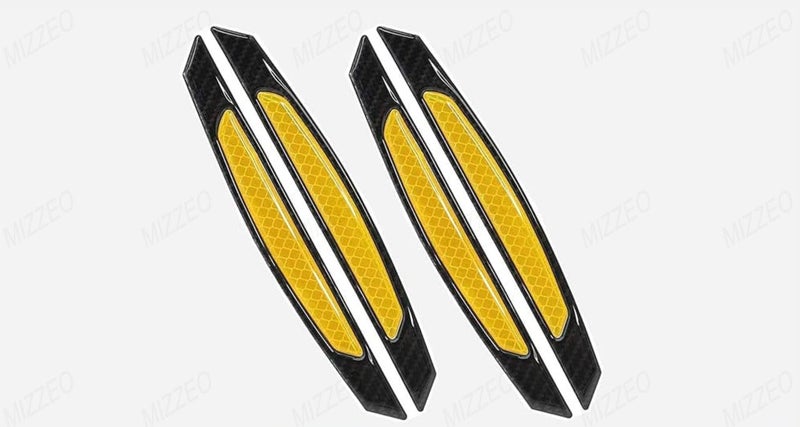 MIZZEO Reflective Car Door Edge Guard Stickers (Pack of 4, Carbon Black & Yellow) Carbon Fiber Auto Car Door Edge Sticker Compatible with BMW X1 - Image 1