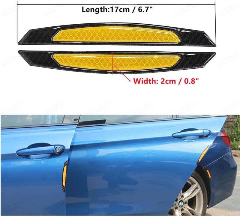 MIZZEO Reflective Car Door Edge Guard Stickers (Pack of 4, Carbon Black & Yellow) Carbon Fiber Auto Car Door Edge Sticker Compatible with BMW X1 - Image 3