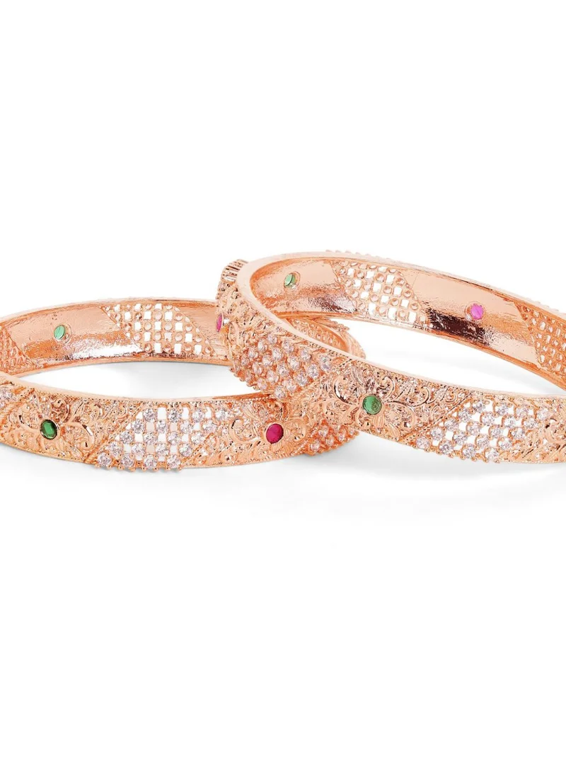 Priyaasi Rose Plated AD Stone Studded Bangles