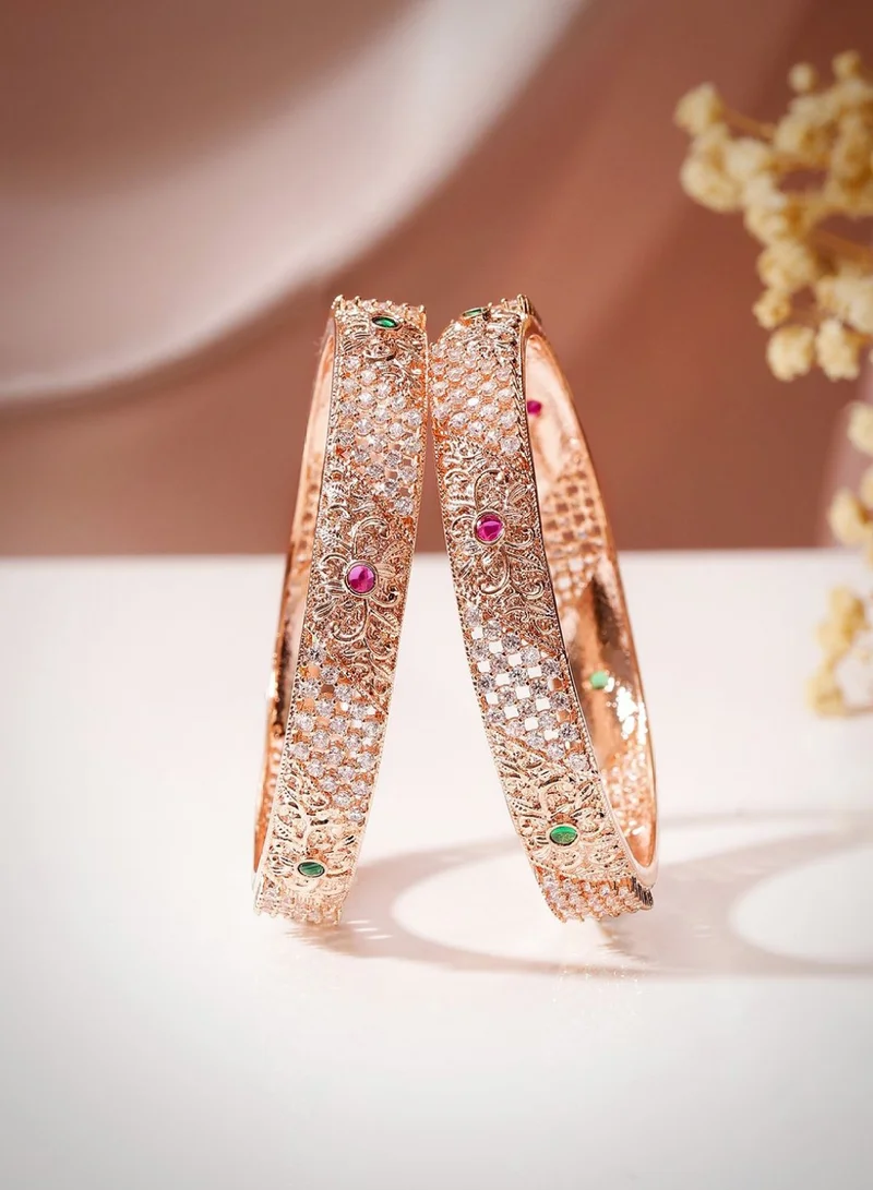 Priyaasi Rose Plated AD Stone Studded Bangles