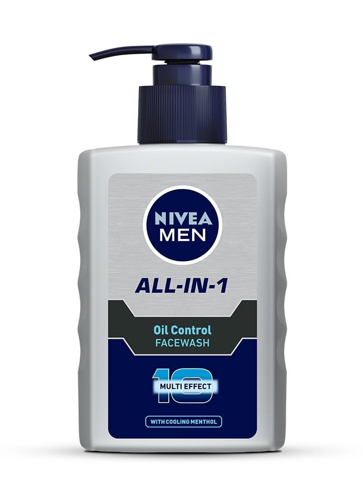 NIVEA MEN All in 1 Oil Control Face Wash | Prevents Acne | Removes excess oil and dirt | Reduces Blackheads and Whiteheads | Cooling Menthol | Unclogs & refines pores | 150ml - Image 1