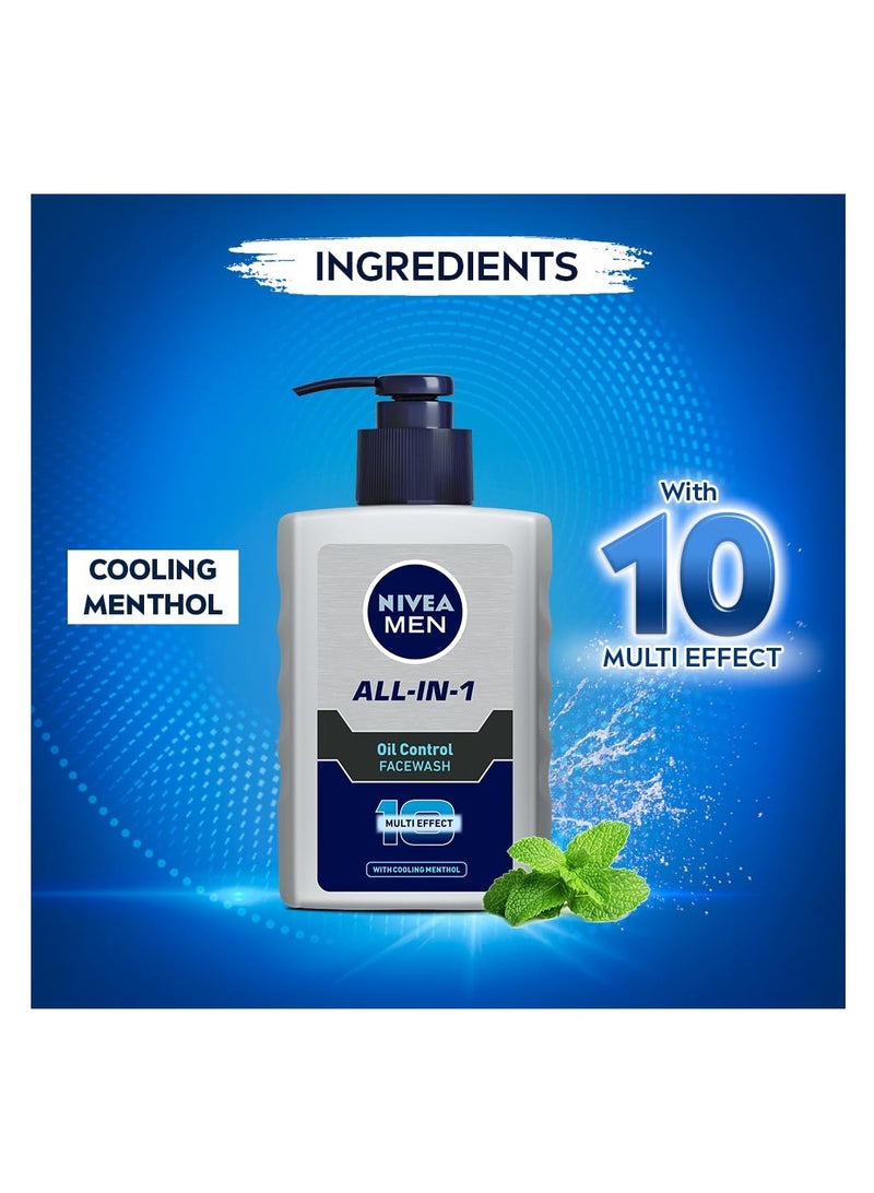 NIVEA MEN All in 1 Oil Control Face Wash | Prevents Acne | Removes excess oil and dirt | Reduces Blackheads and Whiteheads | Cooling Menthol | Unclogs & refines pores | 150ml - Image 2