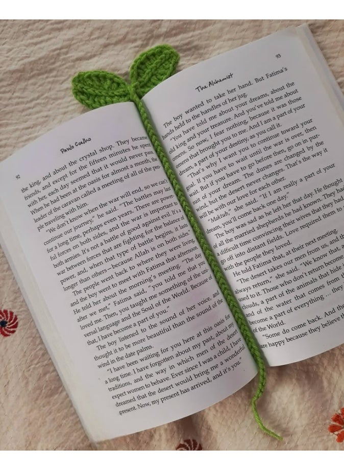 إشارة مرجعية مصنوعة يدويًا بالكروشيه بتصميم أوراق الشجر – إشارة مرجعية لطيفة من الخيوط، إكسسوار قراءة أنيق للكتب والهدايا - Image 4