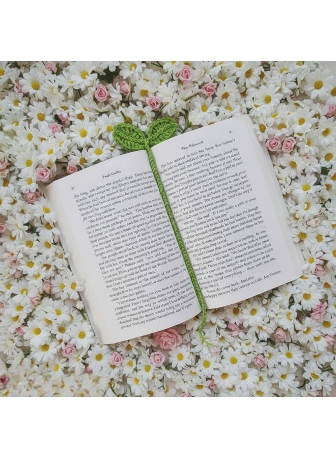 إشارة مرجعية مصنوعة يدويًا بالكروشيه بتصميم أوراق الشجر – إشارة مرجعية لطيفة من الخيوط، إكسسوار قراءة أنيق للكتب والهدايا - Image 3