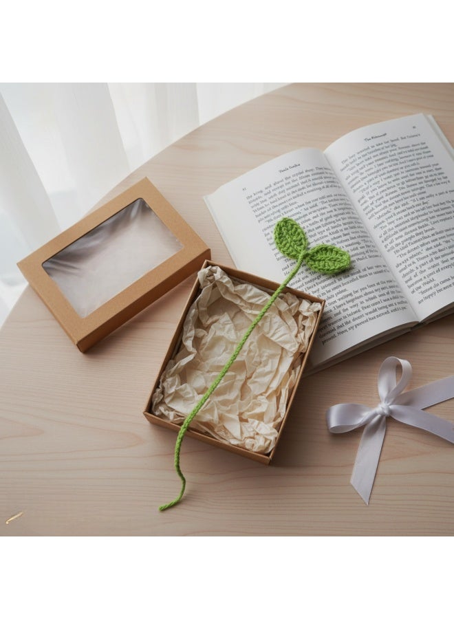 إشارة مرجعية مصنوعة يدويًا بالكروشيه بتصميم أوراق الشجر – إشارة مرجعية لطيفة من الخيوط، إكسسوار قراءة أنيق للكتب والهدايا - Image 1