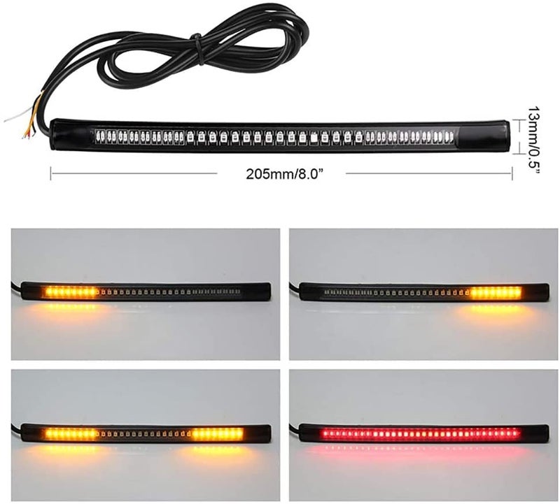 Maison ضوء خلفي للدراجة النارية LED مع إشارات الانعطاف، 48LED 8” أضواء فرامل مرنة مدمجة لدرجات هارلي ديفيدسون/الدراجات/ATV/RV/SUV - Image 2