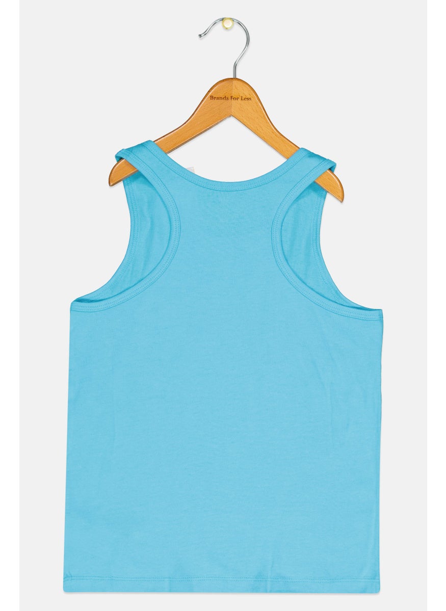 GAP - Kids Girl Scoop Neck Sleeveless Brand Logo Tank Top, Turquoise - Image 1