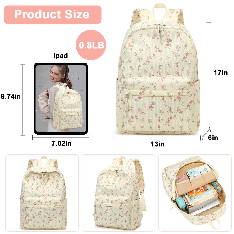 Bluboon Backpack for School Girls Women, Cute Corduroy Laptop Bookbag for Kids Teens, Durable Girls Lightweight Backpack - Image 5