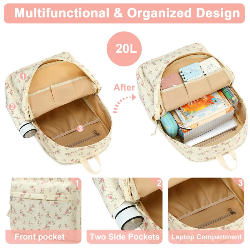 Bluboon Backpack for School Girls Women, Cute Corduroy Laptop Bookbag for Kids Teens, Durable Girls Lightweight Backpack - Image 4