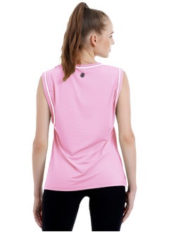 Selecta Now Ladies Sleeveless Cotton T-Shirt Baby Pink Breathable Contrast Piping Tank Top Soft Stretchable Women’s T Shirt  - Image 3