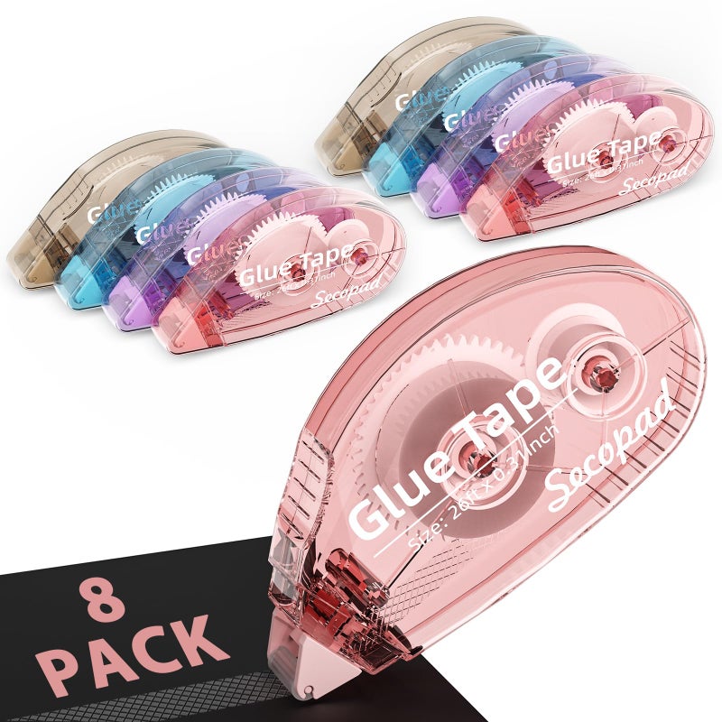 Secopad 8 Pack Scrapbook Tape  Double Sided Tape For Crafts  Adhesive Glue Runner For Scrapbooking Journaling Supplies  Glue Roller For Kids And Adults School Office Teacher Supplies  0.3In X 26Ft - Image 1