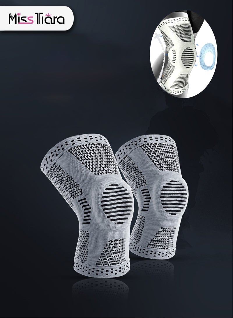 MissTiara 2 Piece Professional Knee Pads with Patella Gel Pad and Side Stabilizers Knee Support Bandage for Pain Relief Medical Knee Pad for Running  Workout Arthritis - Image 1