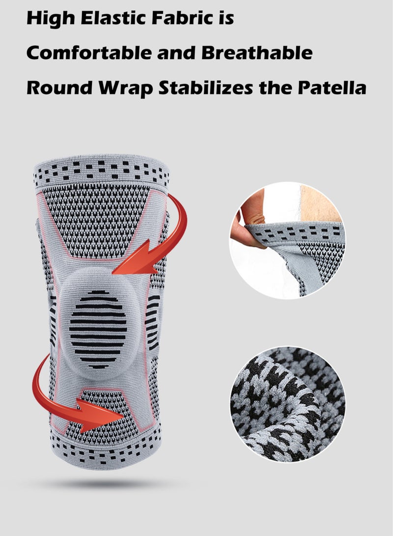 MissTiara 2 Piece Professional Knee Pads with Patella Gel Pad and Side Stabilizers Knee Support Bandage for Pain Relief Medical Knee Pad for Running  Workout Arthritis - Image 5