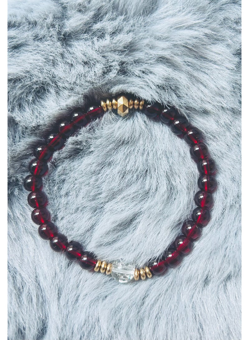 سوار الياقوت الأحمر الجاذب للرخاء - حجر الحظ، مجوهرات من خرزات الكريستال الطبيعية المرنة من الحجارة الطبيعية، هدايا للنساء والرجال غير الجنسي، مجوهرات عصرية، قطر 6 مم - Image 4