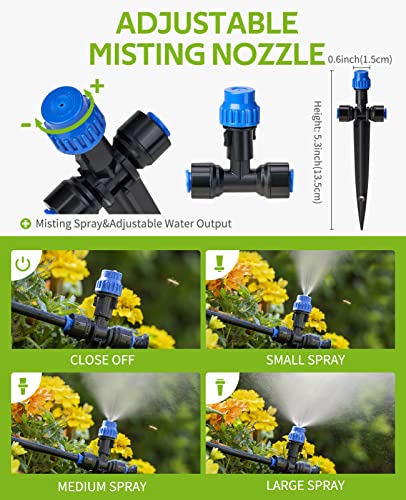 HIRALIY 118FT Greenhouse Misting Drip Irrigation Kit, Hanging Plant Watering, Garden Watering System with 1/4" Blank Tubing and Misting Nozzles, Quick Connector Design Automatic Irrigation System - Image 3