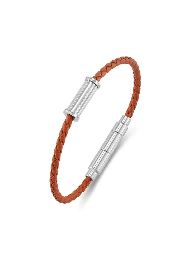 شيروتي 1881 Marcello Orange Braided Leather Bracelet for Men 180mm