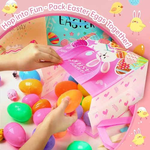 YANGTE Easter Gift Bags Bulk 16 Pack Reusable Party Bags with Handles, Colorful Egg Hunt Baskets for Kids, Bunny Treat Bag, Durable Easter Favor Basket for Candy & Gifts - Image 4