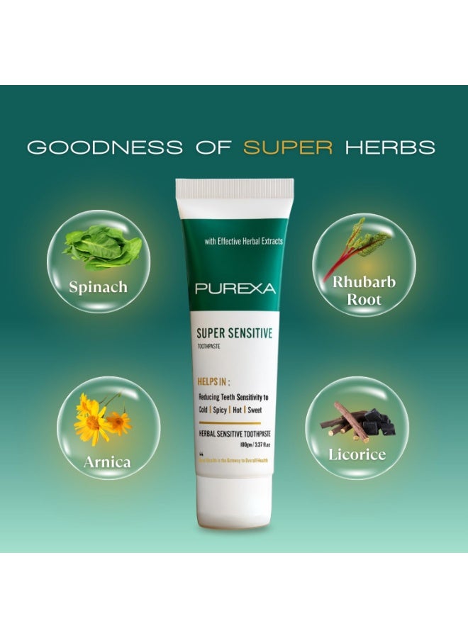 PUREXA Herbal Sensitive Oral Care Combo | 1 Sensitive Toothpaste (100g) with Bamboo Tongue Cleaner Pack of 3 | Ayurvedic Formula for Sensitive Teeth & Fresh Breath - Image 3