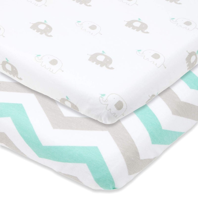 Bassinet Fitted Sheets Compatible with MiClassic Bassinet  Fits 20 x 35 Bedside Sleeper Mattress Perfectly  NoBunching  Snuggly Soft Breathable Jersey Cotton  2 Pack