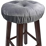 Augld Augld Bar Stool Cushion Covers -Anti-Slip Padded Round Chiar Cushion 12" Velvet Grey  - Image 1
