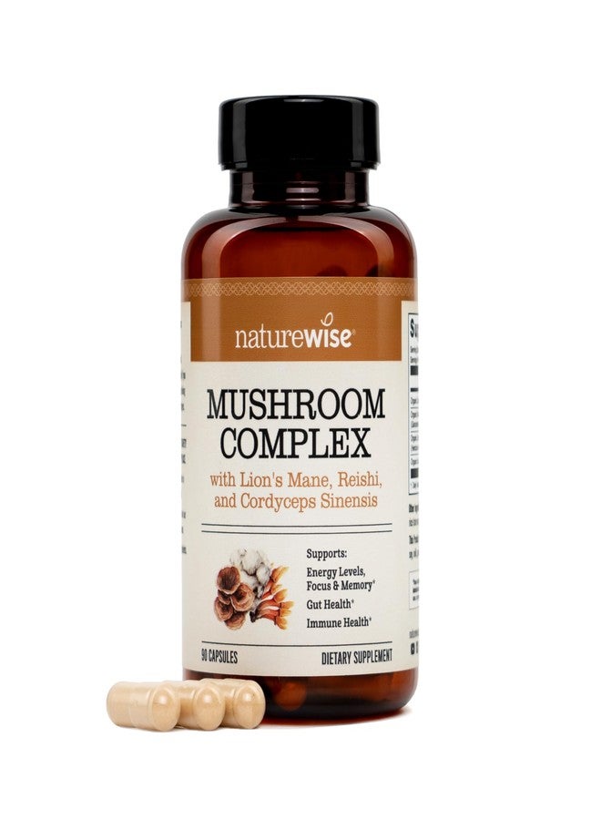 نايتشور وايز مكمل غذائي NatureWise Mushroom Complex - مع فطر عرف الأسد العضوي + فطر الريشي وفطر الكورديسيبس الصيني - مكمل غذائي من عرف الأسد مع فطر عضوي - نباتي - غير معدل وراثيًا - صنع في الولايات المتحدة الأمريكية - 90 كبسولة [تكفي لمدة 30 يومًا] - Image 1