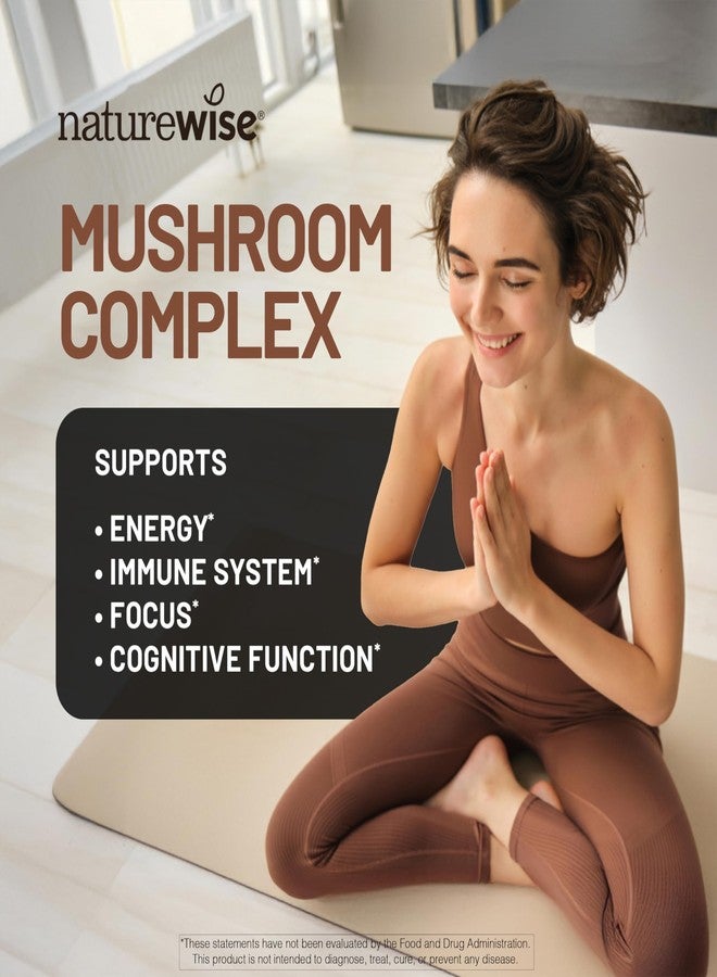 نايتشور وايز مكمل غذائي NatureWise Mushroom Complex - مع فطر عرف الأسد العضوي + فطر الريشي وفطر الكورديسيبس الصيني - مكمل غذائي من عرف الأسد مع فطر عضوي - نباتي - غير معدل وراثيًا - صنع في الولايات المتحدة الأمريكية - 90 كبسولة [تكفي لمدة 30 يومًا] - Image 2