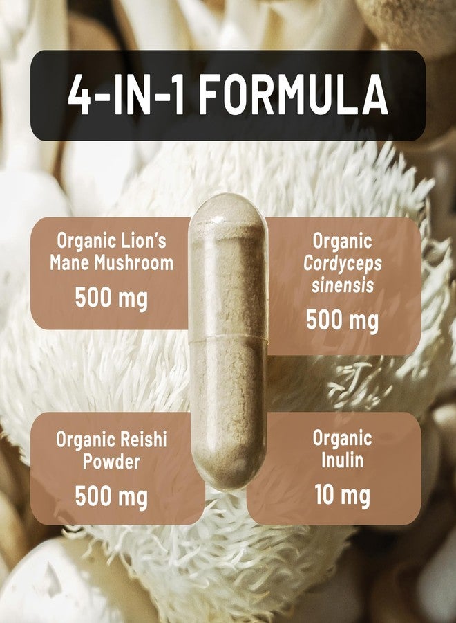 نايتشور وايز مكمل غذائي NatureWise Mushroom Complex - مع فطر عرف الأسد العضوي + فطر الريشي وفطر الكورديسيبس الصيني - مكمل غذائي من عرف الأسد مع فطر عضوي - نباتي - غير معدل وراثيًا - صنع في الولايات المتحدة الأمريكية - 90 كبسولة [تكفي لمدة 30 يومًا] - Image 3