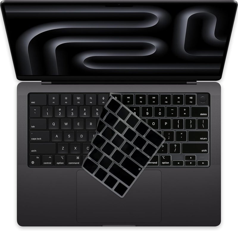 CASOSHIELD Keyboard Cover for 2025-2021 MacBook Pro 14 16 inch M4 M3 M2 M1 Pro/Max, MacBook Air 15" 13.6" M4 M3 M2 Chip A3241 A3114 A2941 A3240 A3113 A2681 Keyboard Protector, Black - Image 1