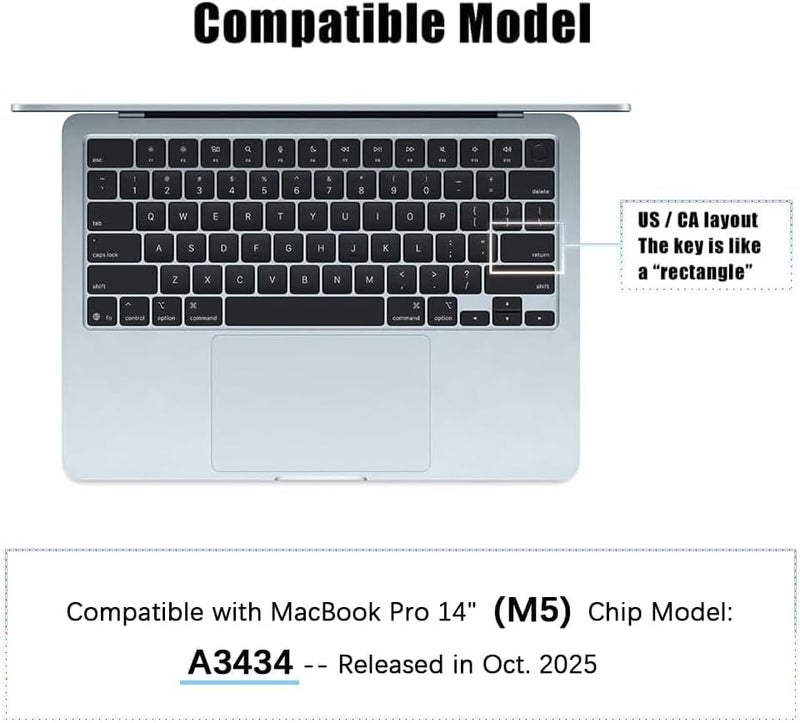 CASOSHIELD Keyboard Cover for 2025-2021 MacBook Pro 14 16 inch M4 M3 M2 M1 Pro/Max, MacBook Air 15" 13.6" M4 M3 M2 Chip A3241 A3114 A2941 A3240 A3113 A2681 Keyboard Protector, Black - Image 3
