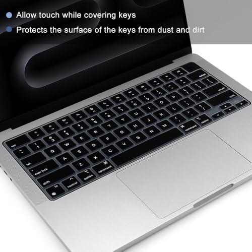 CASOSHIELD Keyboard Cover for 2025-2021 MacBook Pro 14 16 inch M4 M3 M2 M1 Pro/Max, MacBook Air 15" 13.6" M4 M3 M2 Chip A3241 A3114 A2941 A3240 A3113 A2681 Keyboard Protector, Black - Image 2