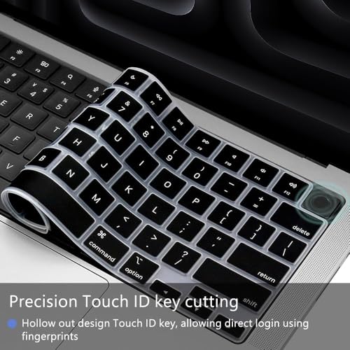 CASOSHIELD Keyboard Cover for 2025-2021 MacBook Pro 14 16 inch M4 M3 M2 M1 Pro/Max, MacBook Air 15" 13.6" M4 M3 M2 Chip A3241 A3114 A2941 A3240 A3113 A2681 Keyboard Protector, Black - Image 5