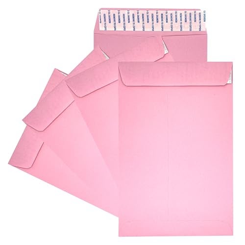 Minas Envelope 100 Minas Envelope 6" x 9" Catalog Envelopes, Peel & Seal Flap, Sturdy 24lb. Paper, 100 Count (Pink) - Image 1