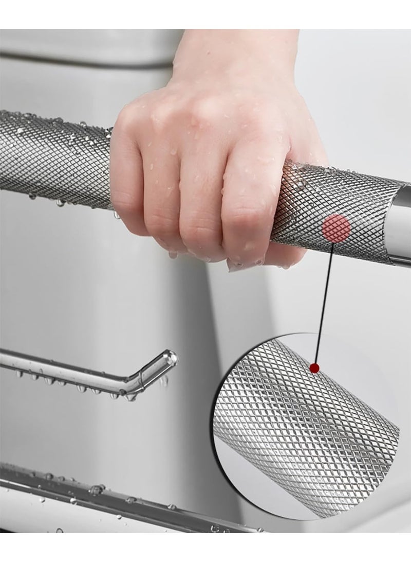 VITION 75cm Toilet Grab Bar Handle with Tissue Holder, Flip-Up Knurled Stainless Steel Anti Slip Bathroom Hand Rail Support for Elderly Seniors Disabled Pregnant (Chrome) - Image 4