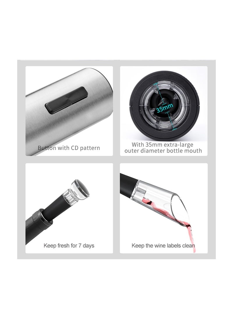 SYOSI Wine Bottle Electric Opener Set, Rechargeable 5 in 1 Automatic Wine Bottle Opener with Vacuum Stopper, Pourer, and Foil Cutter, Ideal Gift for Wine Lovers - Image 2