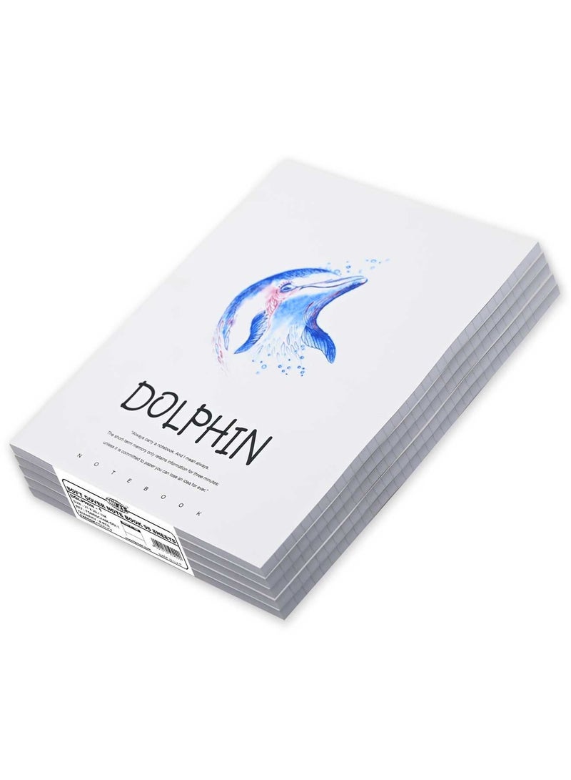 FIS 8 Pieces Soft Cover Notebook 96 Sheets A4 Dolphin Design - Image 1