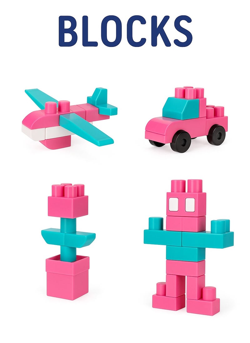 Building Blocks Girls (60 piece) Pink Block Bricks Toy  - Image 2