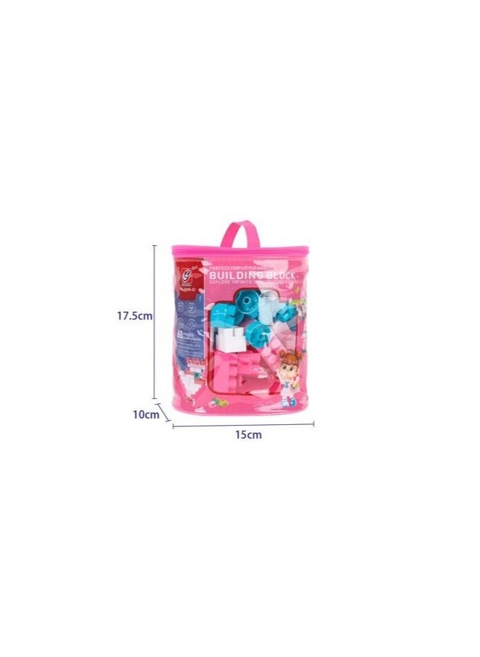 Building Blocks Girls (60 piece) Pink Block Bricks Toy  - Image 3