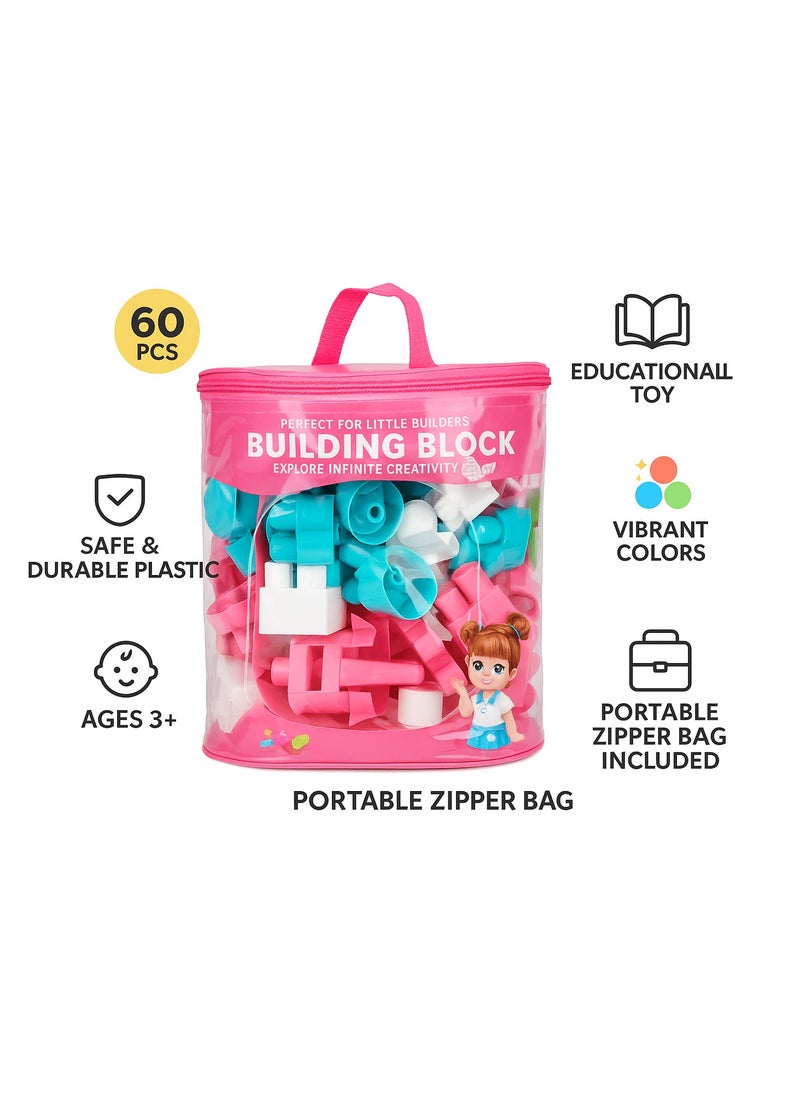 Building Blocks Girls (60 piece) Pink Block Bricks Toy  - Image 1