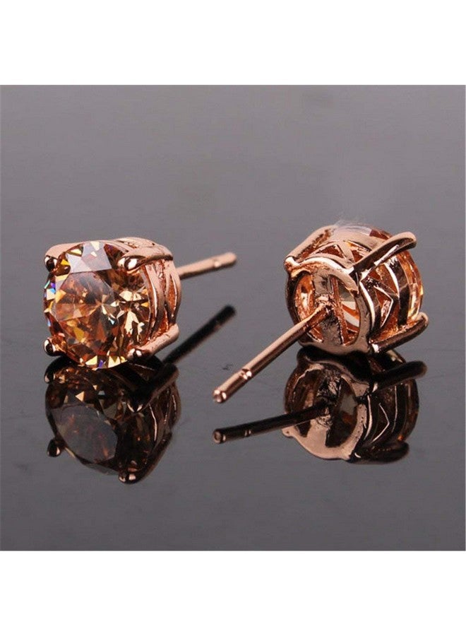 جوليكس قرط أذن من مجموعة Royal Journey Jewelry Eternity مرصع بالكريستال الأصفر باللون الذهبي الوردي - Image 4