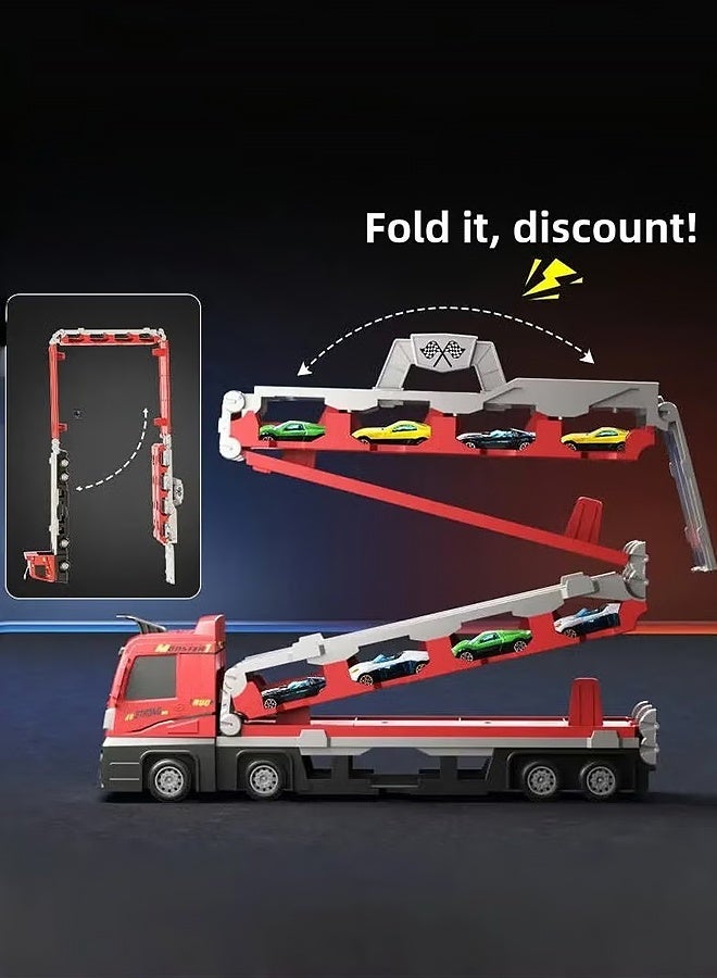 I LOVE KIDS Folding Ejection Race Truck,16 PCS Alloy Cars,Transport Container Trucks,207 CM,Gifts For Boys 3+ Years - Image 3