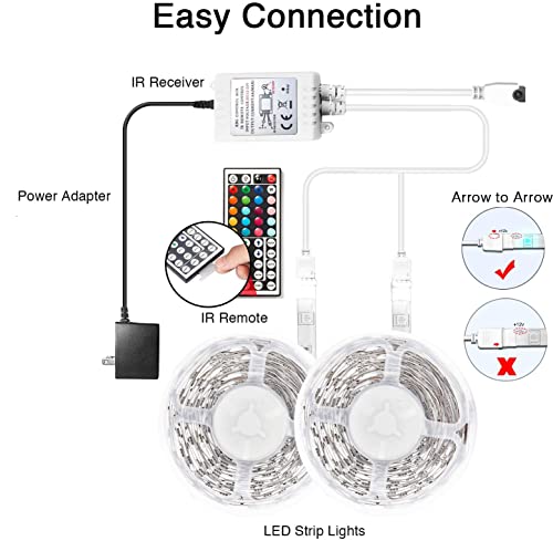 DAYBETTER Led Lights Color Changing Led Strip Lights with Remote Controller 60 ft, 2 Rolls of 30 ft Led Lighting for Bedroom, Home Decoration - Image 3